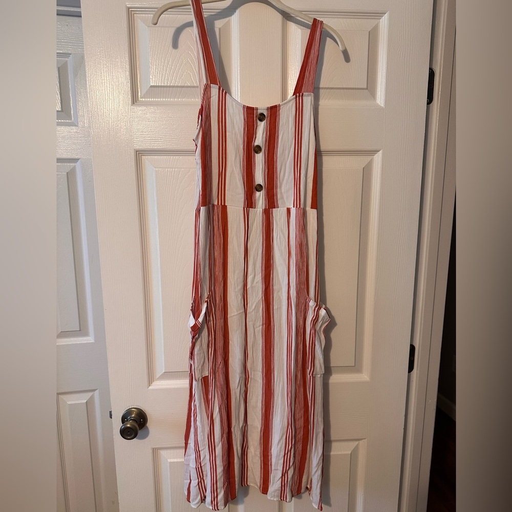 Le Lis Women’s Linen Blend button front Sun Dress, size Large